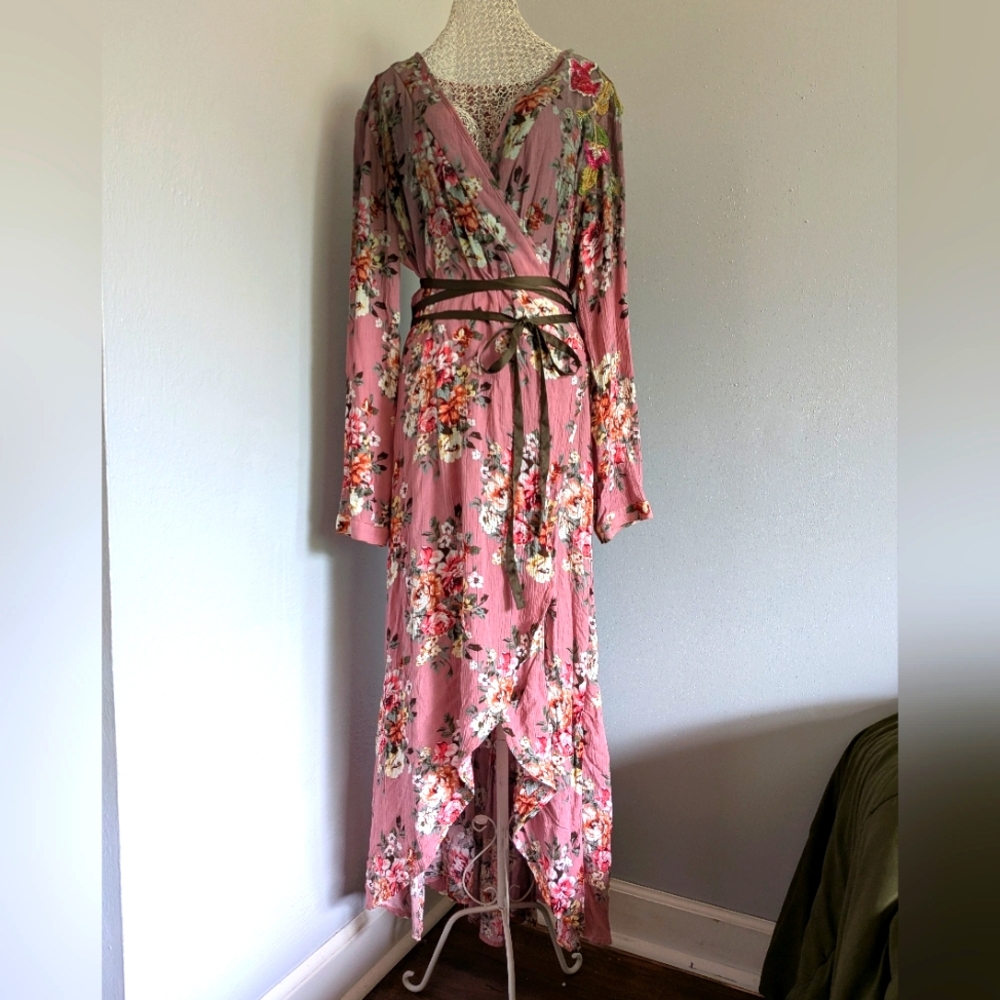 Anthropologie Aratta Silent Journey Long Sleeve Wrap Dress